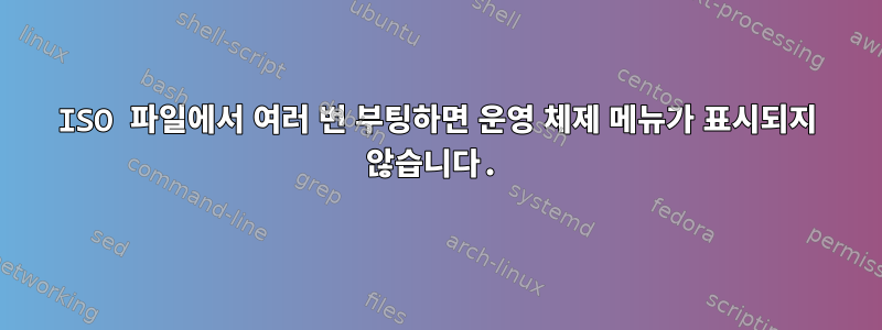 ISO 파일에서 여러 번 부팅하면 운영 체제 메뉴가 표시되지 않습니다.