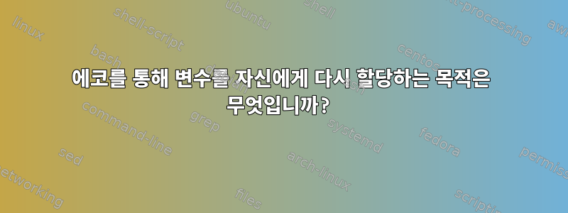 에코를 통해 변수를 자신에게 다시 할당하는 목적은 무엇입니까?