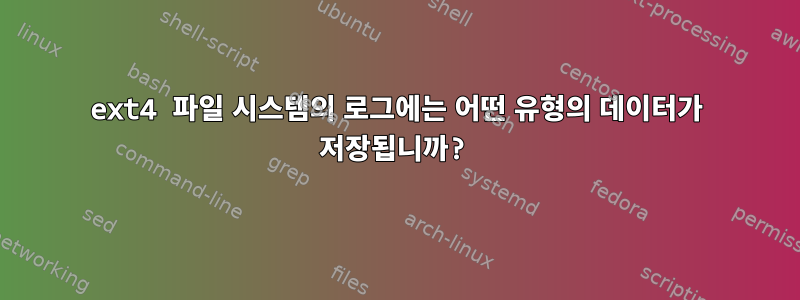 ext4 파일 시스템의 로그에는 어떤 유형의 데이터가 저장됩니까?