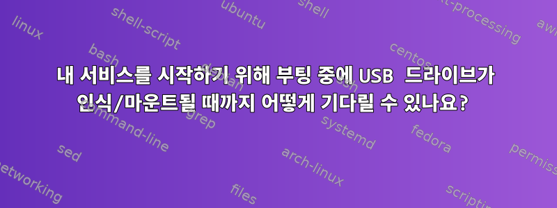 내 서비스를 시작하기 위해 부팅 중에 USB 드라이브가 인식/마운트될 때까지 어떻게 기다릴 수 있나요?