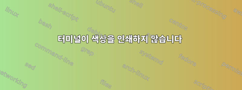 터미널이 색상을 인쇄하지 않습니다