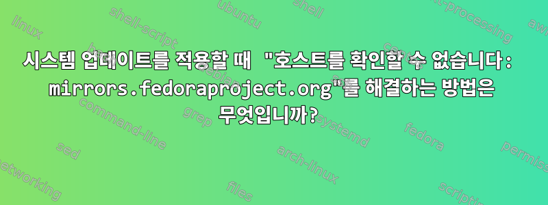 시스템 업데이트를 적용할 때 "호스트를 확인할 수 없습니다: mirrors.fedoraproject.org"를 해결하는 방법은 무엇입니까?