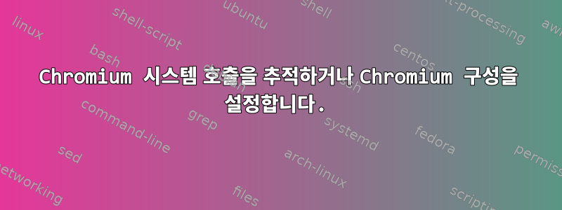 Chromium 시스템 호출을 추적하거나 Chromium 구성을 설정합니다.