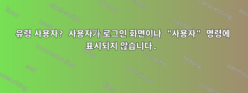 유령 사용자? 사용자가 로그인 화면이나 "사용자" 명령에 표시되지 않습니다.