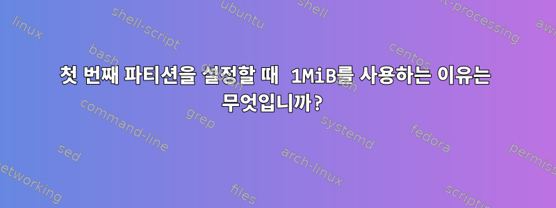 첫 번째 파티션을 설정할 때 1MiB를 사용하는 이유는 무엇입니까?