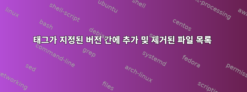 태그가 지정된 버전 간에 추가 및 제거된 파일 목록