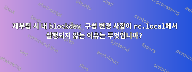 재부팅 시 내 blockdev 구성 변경 사항이 rc.local에서 실행되지 않는 이유는 무엇입니까?