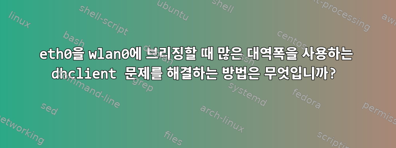 eth0을 wlan0에 브리징할 때 많은 대역폭을 사용하는 dhclient 문제를 해결하는 방법은 무엇입니까?