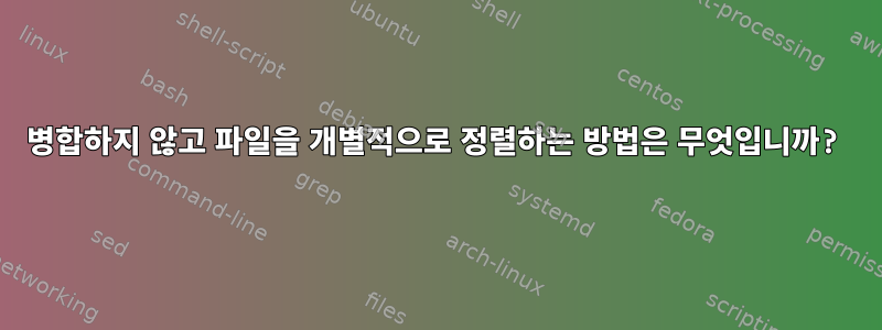 병합하지 않고 파일을 개별적으로 정렬하는 방법은 무엇입니까?