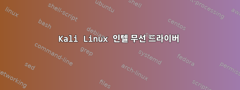 Kali Linux 인텔 무선 드라이버