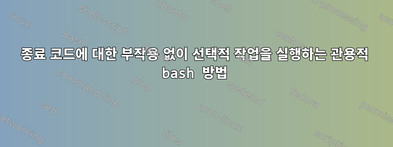 종료 코드에 대한 부작용 없이 선택적 작업을 실행하는 관용적 bash 방법