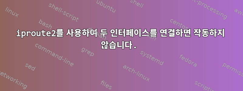 iproute2를 사용하여 두 인터페이스를 연결하면 작동하지 않습니다.