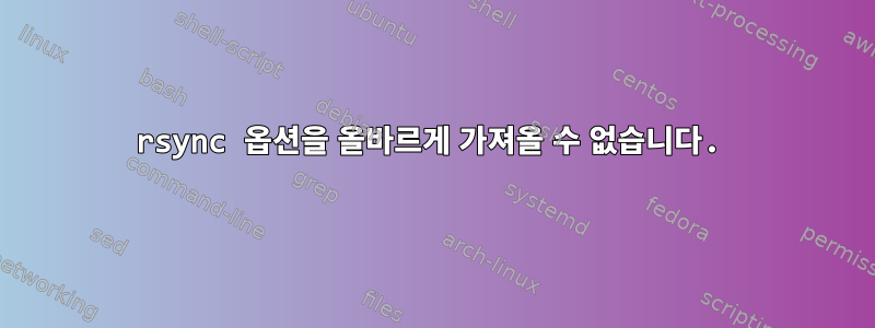 rsync 옵션을 올바르게 가져올 수 없습니다.