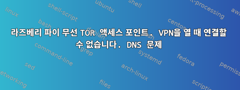 라즈베리 파이 무선 TOR 액세스 포인트. VPN을 열 때 연결할 수 없습니다. DNS 문제