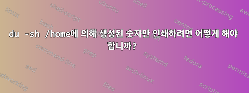 du -sh /home에 의해 생성된 숫자만 인쇄하려면 어떻게 해야 합니까?