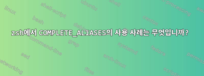 zsh에서 COMPLETE_ALIASES의 사용 사례는 무엇입니까?