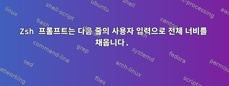 Zsh 프롬프트는 다음 줄의 사용자 입력으로 전체 너비를 채웁니다.