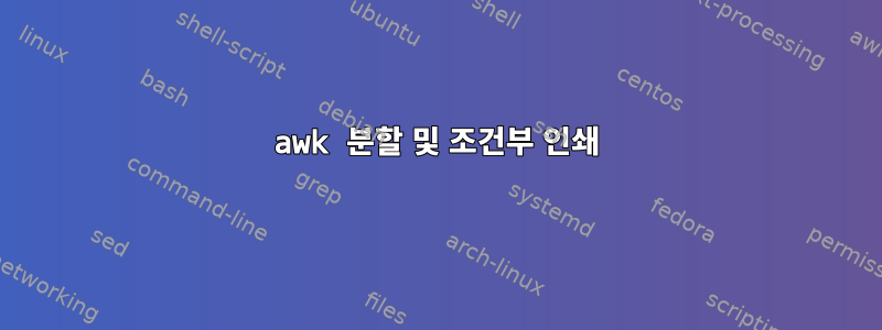 awk 분할 및 조건부 인쇄