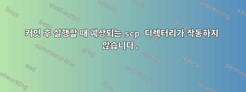 커밋 후 실행할 때 예상되는 scp 디렉터리가 작동하지 않습니다.