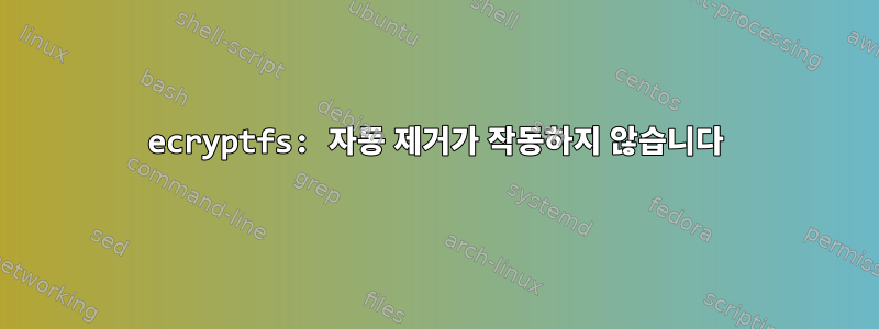 ecryptfs: 자동 제거가 작동하지 않습니다