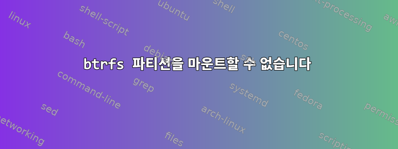 btrfs 파티션을 마운트할 수 없습니다