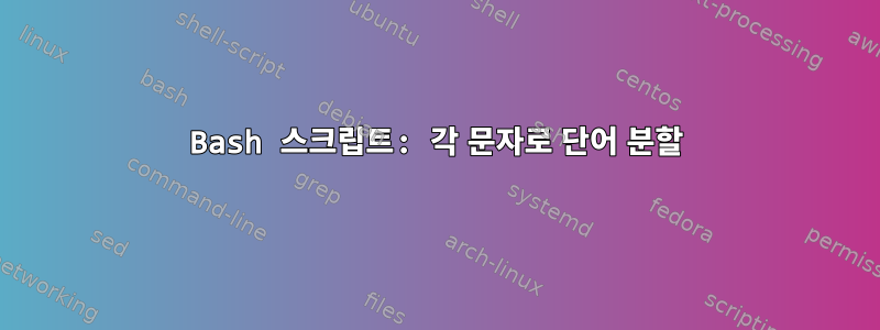 Bash 스크립트: 각 문자로 단어 분할