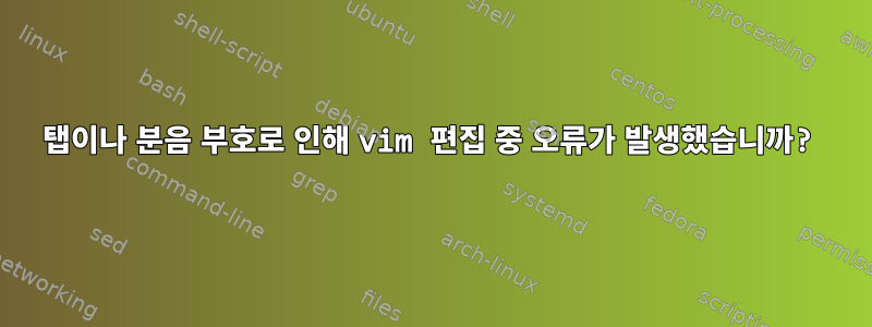 탭이나 분음 부호로 인해 vim 편집 중 오류가 발생했습니까?