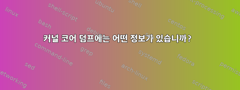 커널 코어 덤프에는 어떤 정보가 있습니까?