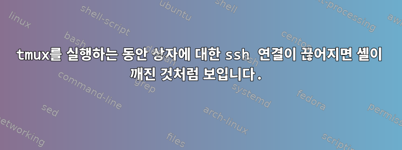 tmux를 실행하는 동안 상자에 대한 ssh 연결이 끊어지면 셸이 깨진 것처럼 보입니다.