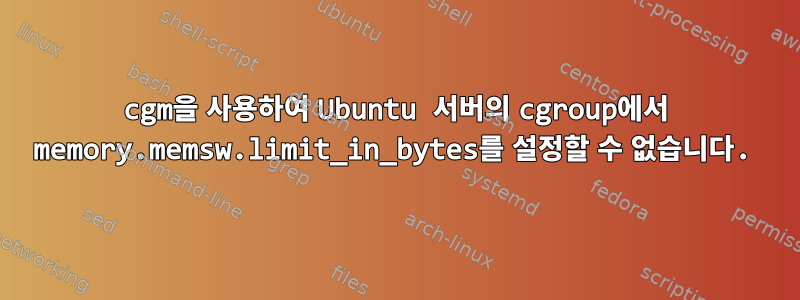 cgm을 사용하여 Ubuntu 서버의 cgroup에서 memory.memsw.limit_in_bytes를 설정할 수 없습니다.