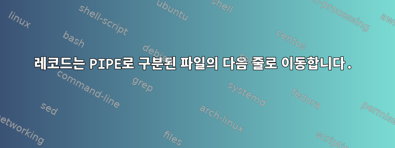 레코드는 PIPE로 구분된 파일의 다음 줄로 이동합니다.