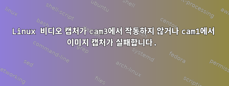 Linux 비디오 캡처가 cam3에서 작동하지 않거나 cam1에서 이미지 캡처가 실패합니다.