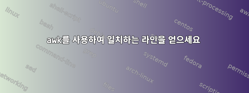 awk를 사용하여 일치하는 라인을 얻으세요