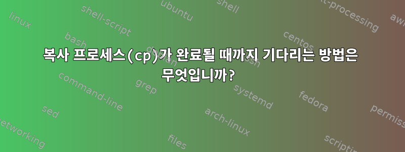 복사 프로세스(cp)가 완료될 때까지 기다리는 방법은 무엇입니까?