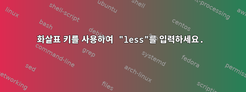 화살표 키를 사용하여 "less"를 입력하세요.