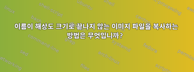 이름이 해상도 크기로 끝나지 않는 이미지 파일을 복사하는 방법은 무엇입니까?