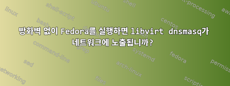 방화벽 없이 Fedora를 실행하면 libvirt dnsmasq가 네트워크에 노출됩니까?