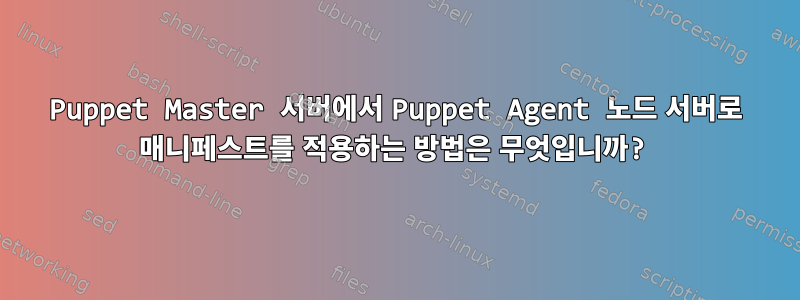 Puppet Master 서버에서 Puppet Agent 노드 서버로 매니페스트를 적용하는 방법은 무엇입니까?