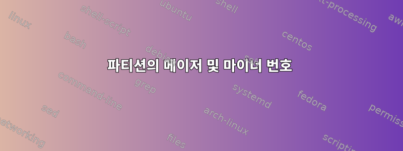 파티션의 메이저 및 마이너 번호