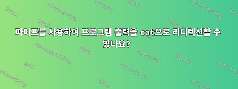 파이프를 사용하여 프로그램 출력을 cat으로 리디렉션할 수 있나요?