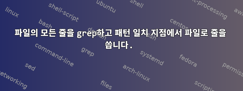 파일의 모든 줄을 grep하고 패턴 일치 지점에서 파일로 줄을 씁니다.