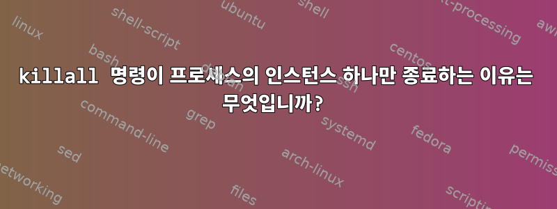 killall 명령이 프로세스의 인스턴스 하나만 종료하는 이유는 무엇입니까?