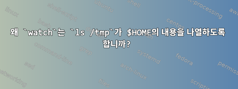 왜 `watch`는 `ls /tmp`가 $HOME의 내용을 나열하도록 합니까?