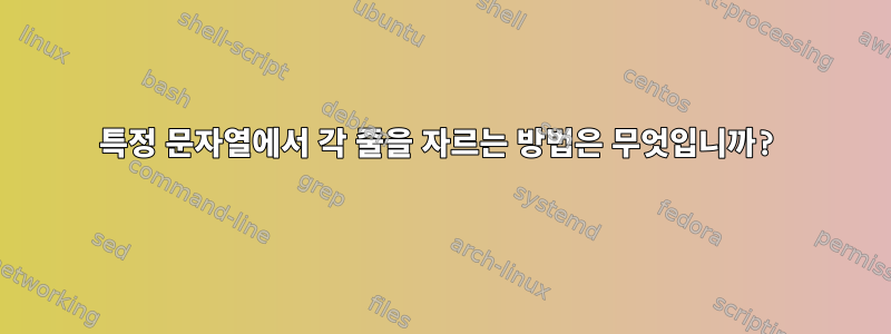 특정 문자열에서 각 줄을 자르는 방법은 무엇입니까?