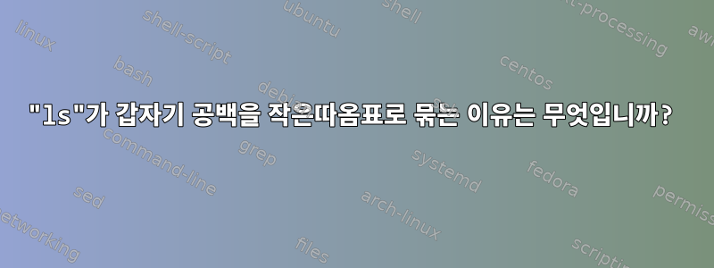 "ls"가 갑자기 공백을 작은따옴표로 묶는 이유는 무엇입니까?