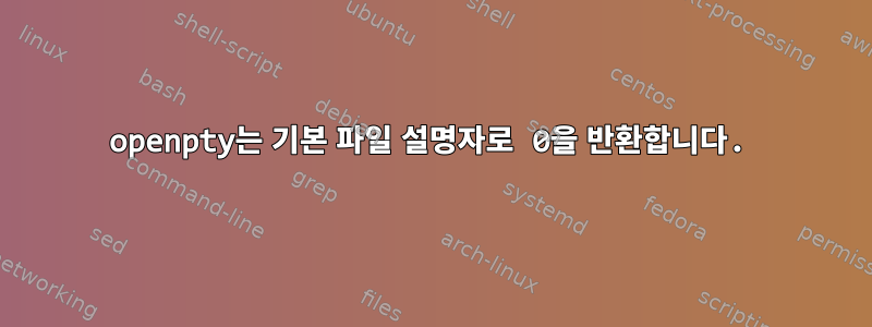 openpty는 기본 파일 설명자로 0을 반환합니다.