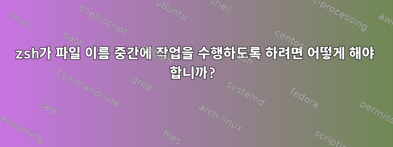 zsh가 파일 이름 중간에 작업을 수행하도록 하려면 어떻게 해야 합니까?