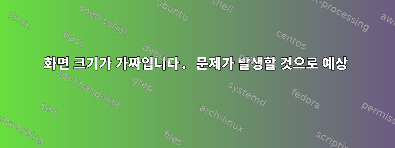 화면 크기가 가짜입니다. 문제가 발생할 것으로 예상