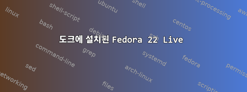 도크에 설치된 Fedora 22 Live