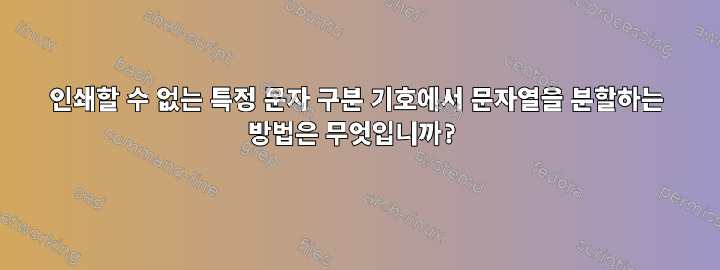 인쇄할 수 없는 특정 문자 구분 기호에서 문자열을 분할하는 방법은 무엇입니까?